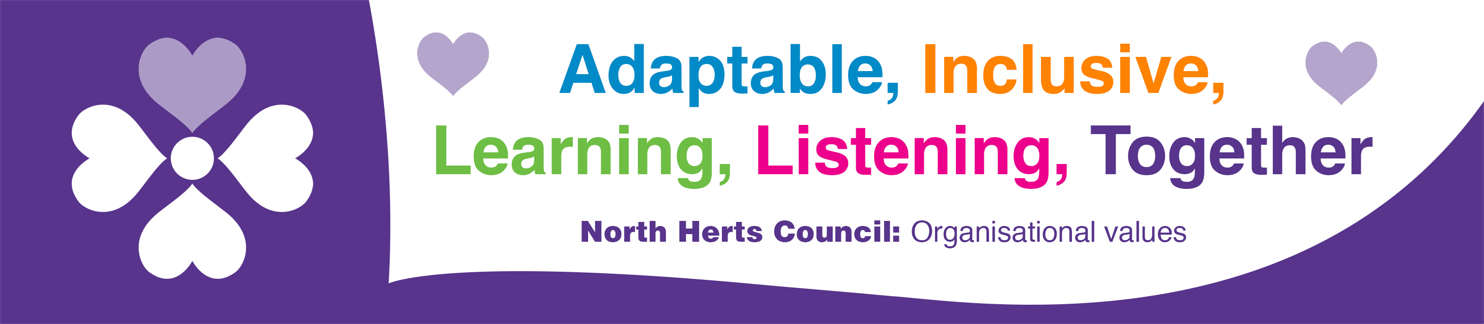 Adaptable, Inclusive, Learning, Listening, Together - North Herts Council organisational values