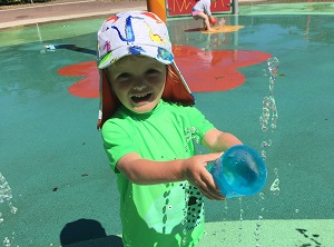 Child playing at Royston splash park