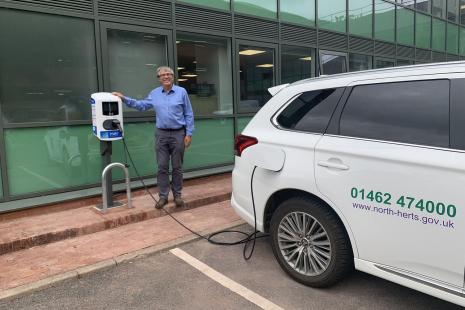 Cllr Jarvis with the new EV charging point