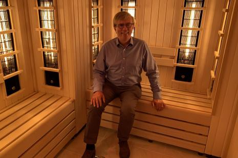 Cllr Jarvis in the new infrared sauna