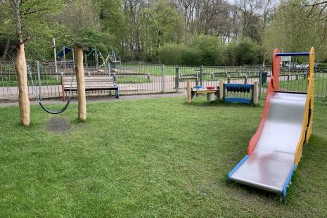 New toddler swing, music station and refurbished slide