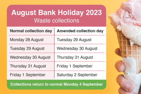 August bank holiday 2023 waste collections