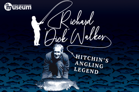 Graphic showing Dick holding a fish and a fishing rod spelling out his full name