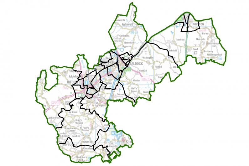 New wards for North Hertfordshire. Credit: contains Ordnance Survey data (c) Crown copyright and database rights 2023