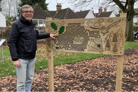 Councillor Jarvis next to the Fingermaze